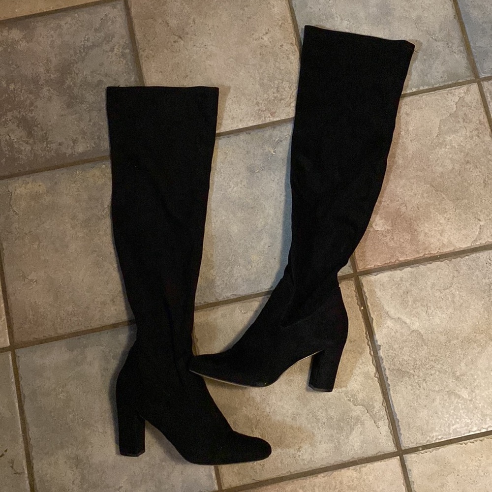 Steve Madden over the knee black suede boots